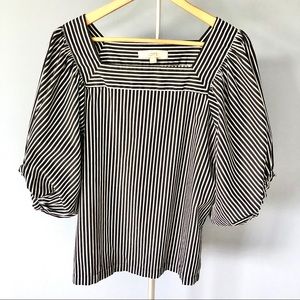 Ann Taylor Loft Square-Neck Black & White Top